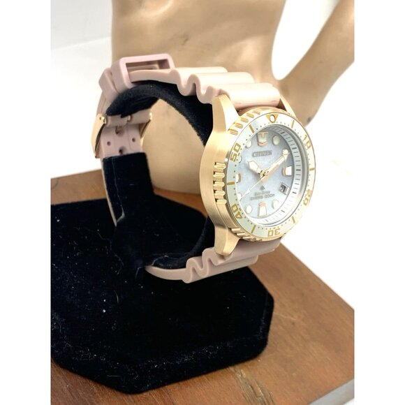 Citizen Women's Watch EO2023-00A Eco Drive Silver Dial Rose Gold Rubber Strap - Picture 2 of 15